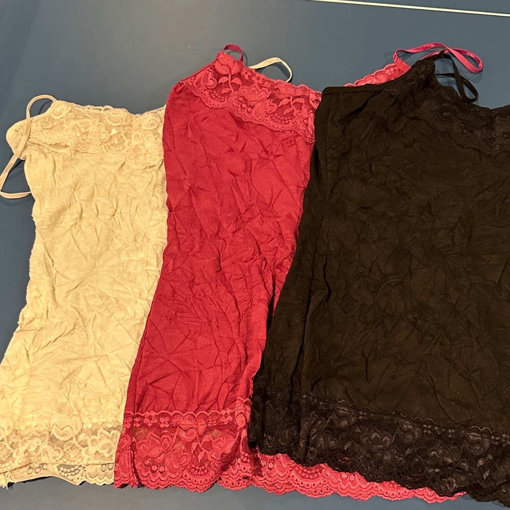 Maurices Lace Chemise Trio - Cream, Fuchsia , Black